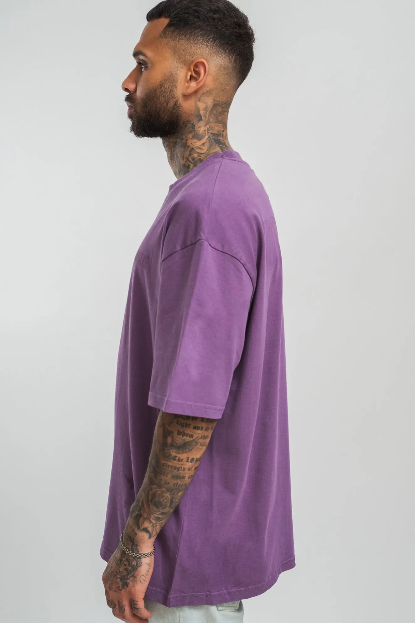 HEAVY OVERSIZE HD PRINT T-SHIRT WASHED PURPLE