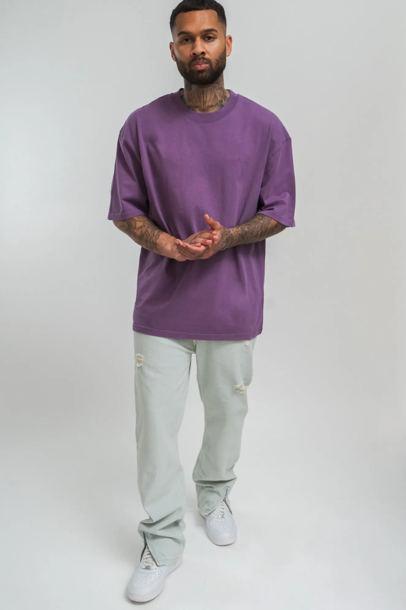 HEAVY OVERSIZE HD PRINT T-SHIRT WASHED PURPLE