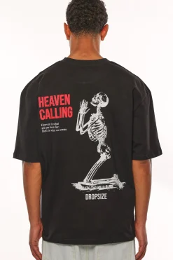 HEAVY OVERSIZE HEAVEN CALLING T-SHIRT BLACK