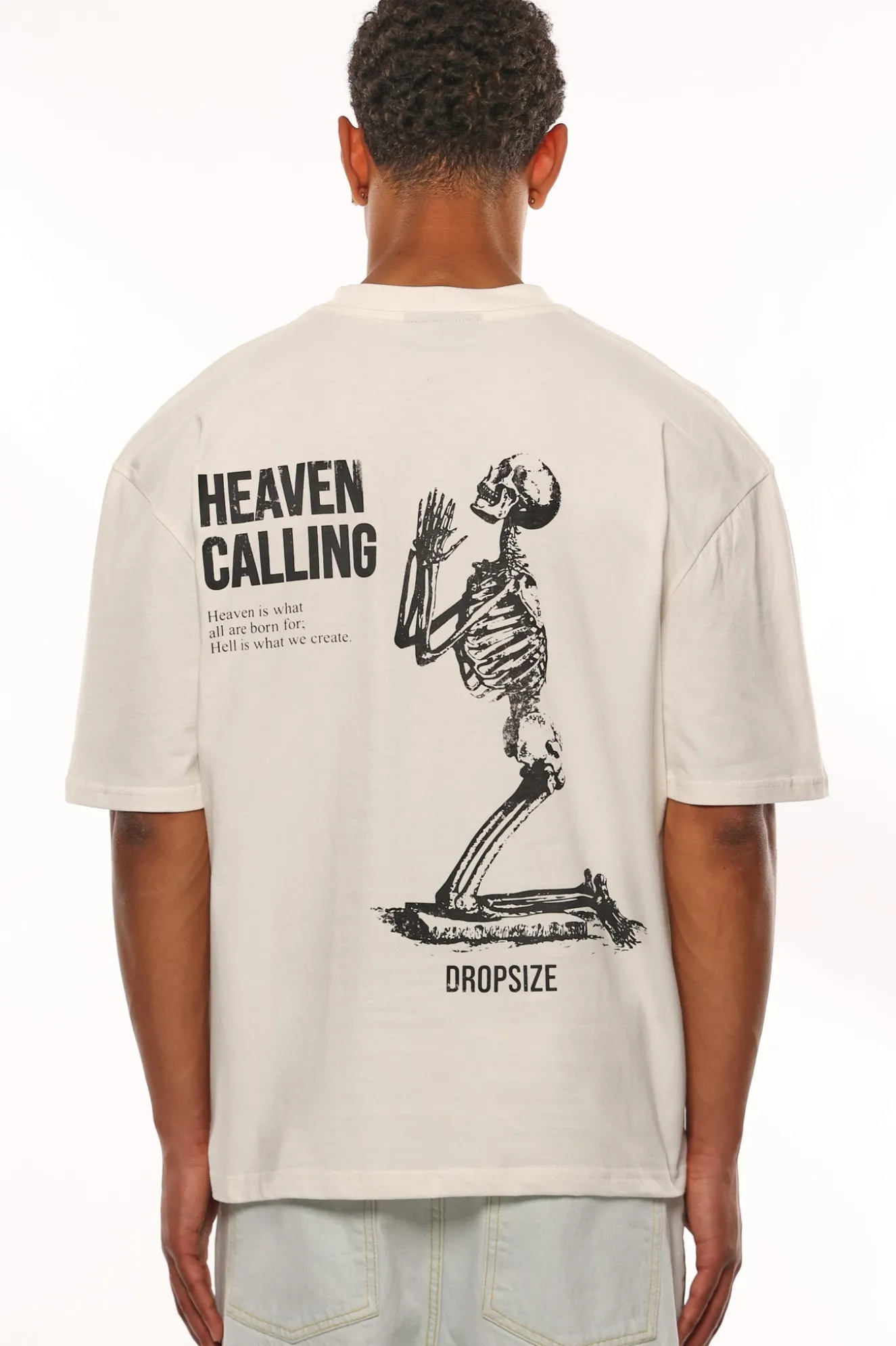HEAVY OVERSIZE HEAVEN CALLING T-SHIRT CREAM WHITE