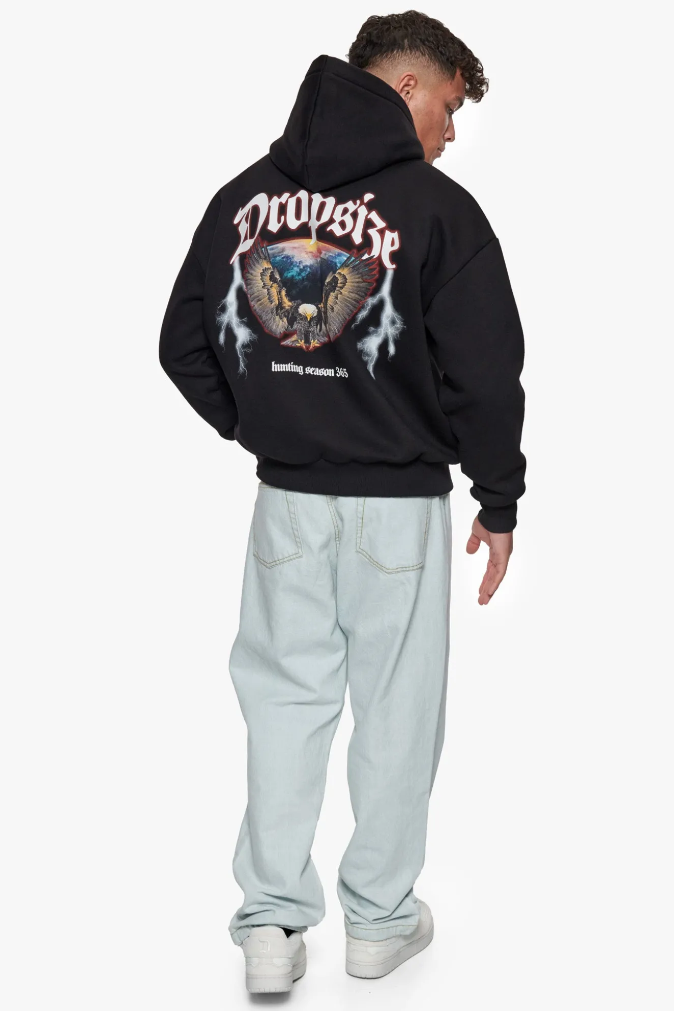 HEAVY OVERSIZE HUNTING SEASON EAGLE HOODIE BLACK