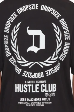 HEAVY OVERSIZE HUSTLE CLUB CIRCLE T-SHIRT BLACK