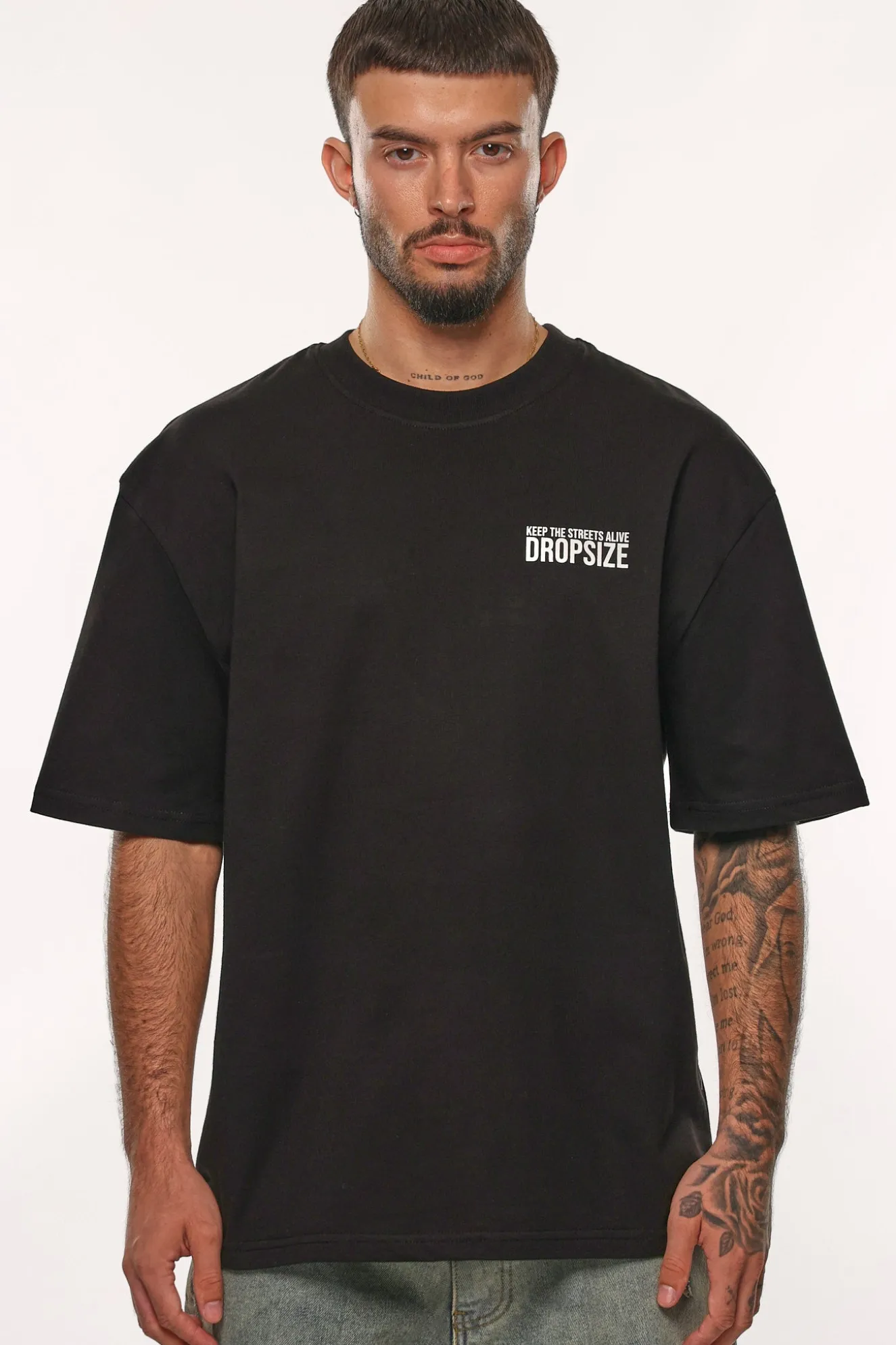 HEAVY OVERSIZE KEEP THE STREETS T-SHIRT BLACK