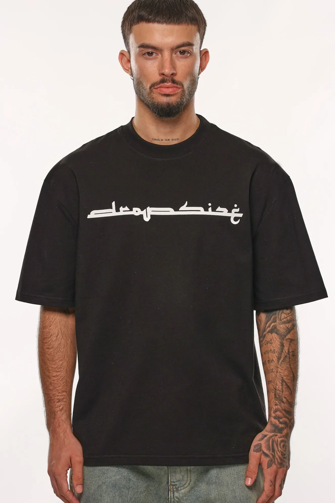 HEAVY OVERSIZE KUFI LOGO T-SHIRT BLACK