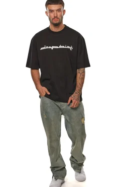HEAVY OVERSIZE KUFI LOGO T-SHIRT BLACK