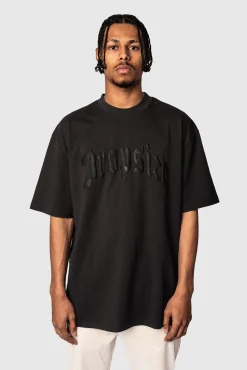 HEAVY OVERSIZE LOGO BUFFER PRINT T-SHIRT WASHED BLACK