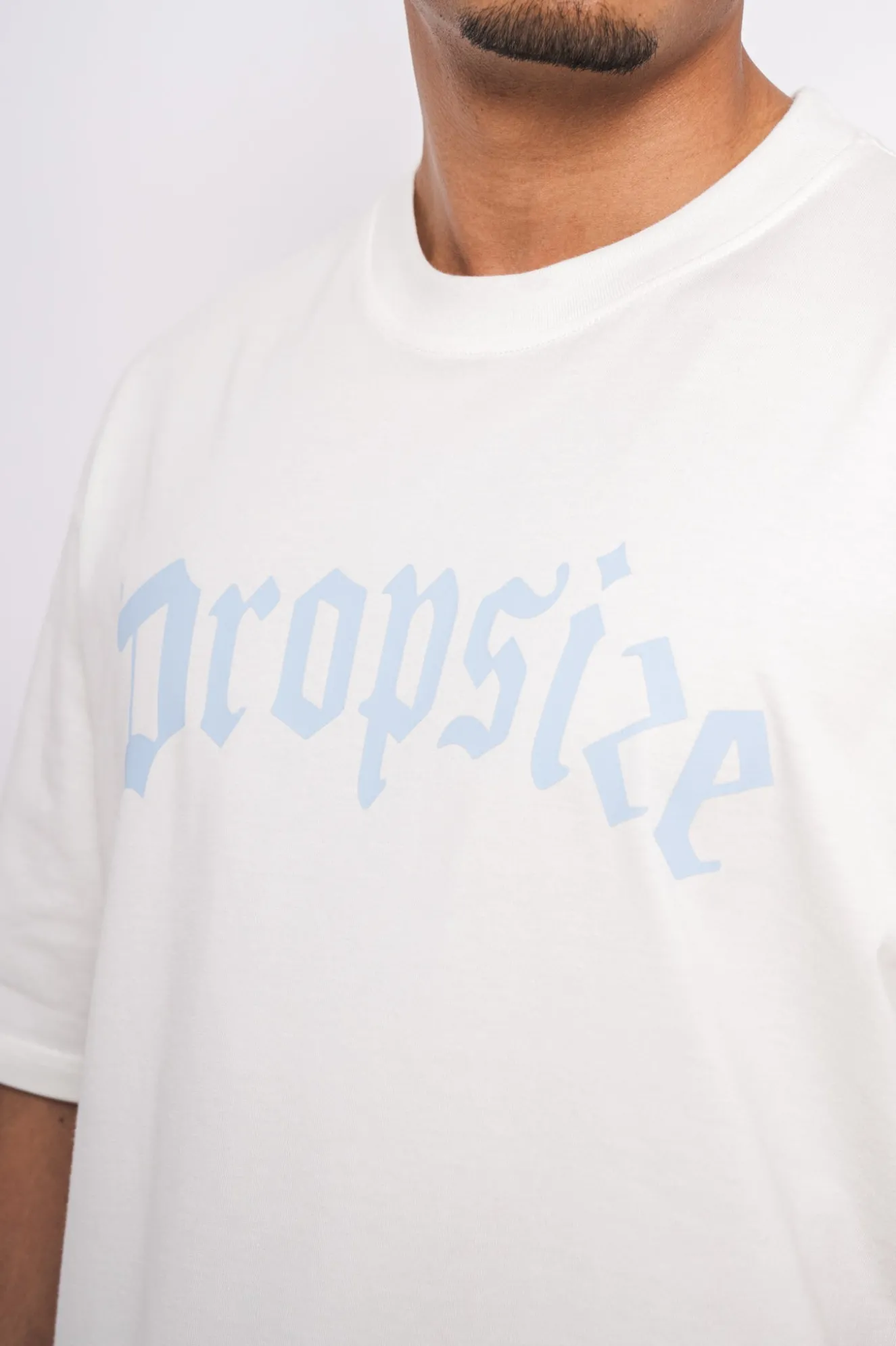HEAVY OVERSIZE LOGO T-SHIRT CREAM WHITE/ BABY BLUE
