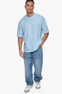 HEAVY OVERSIZE METAL PATCH BASIC T-SHIRT BABY BLUE