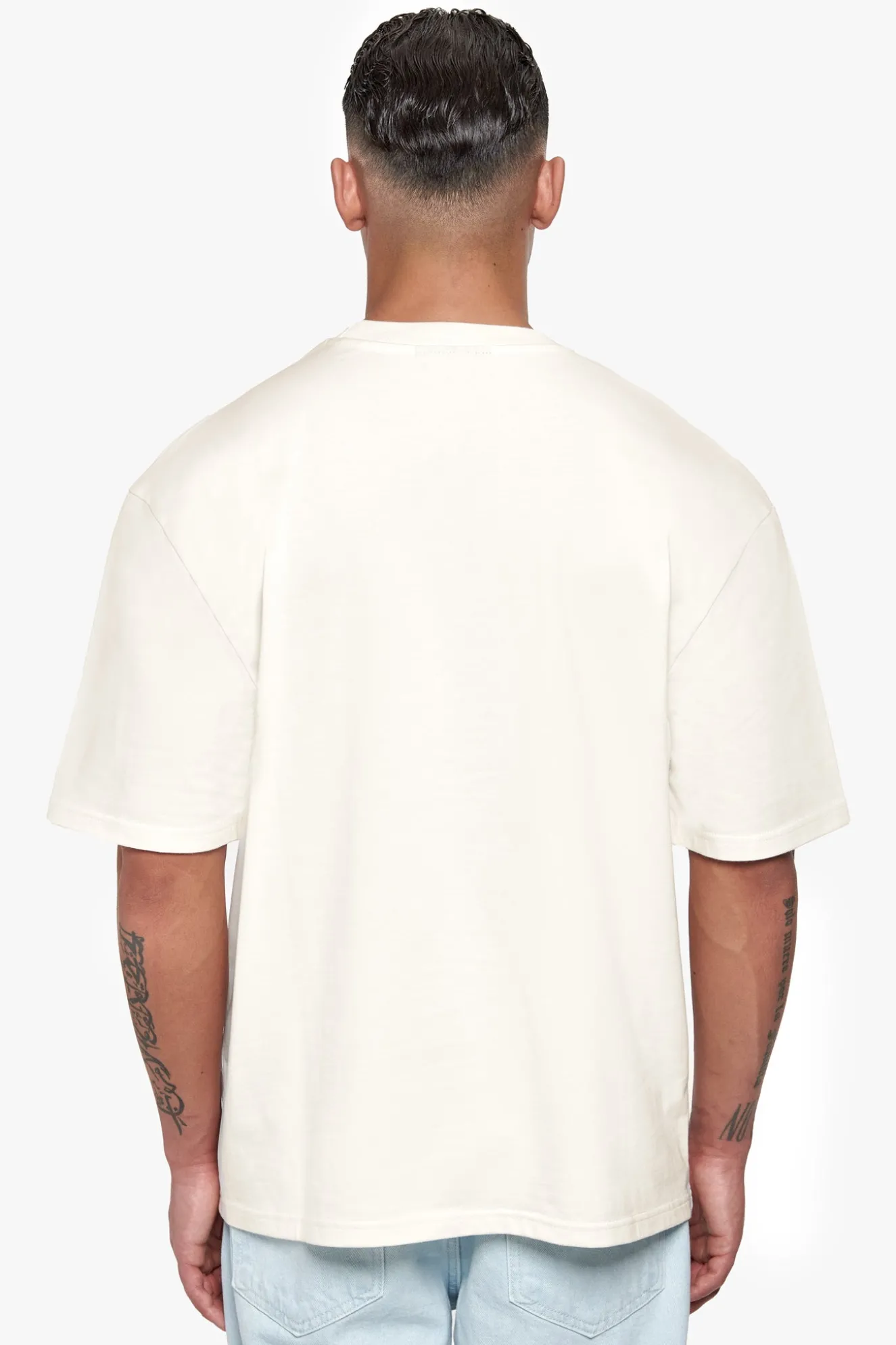 HEAVY OVERSIZE METAL PATCH BASIC T-SHIRT CREAM