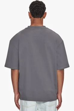 HEAVY OVERSIZE METAL PATCH BASIC T-SHIRT GREY