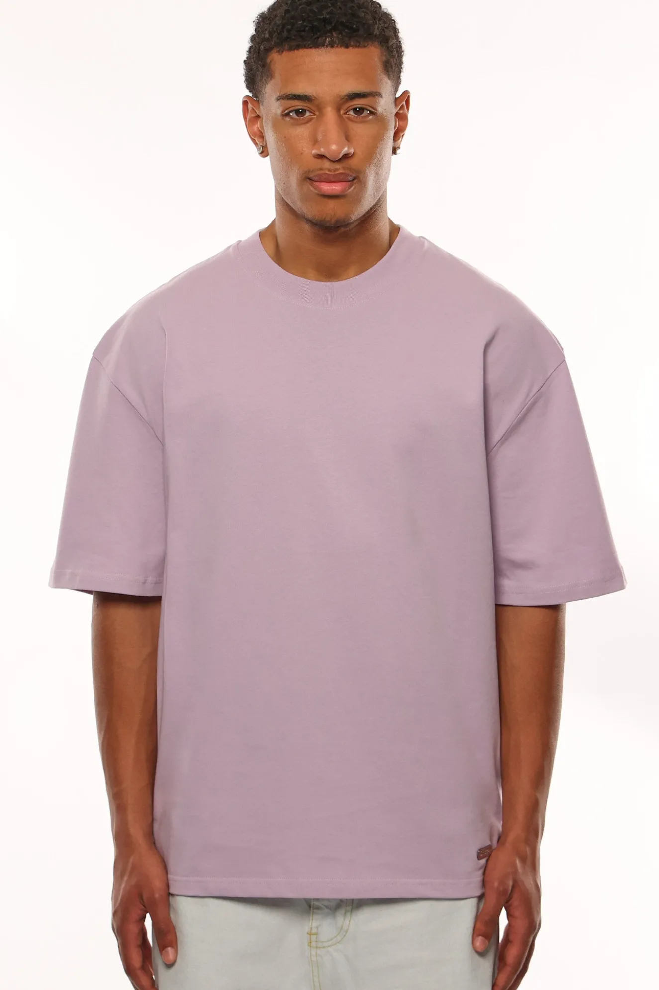 HEAVY OVERSIZE METAL PATCH BASIC T-SHIRT PINK