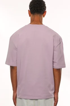 HEAVY OVERSIZE METAL PATCH BASIC T-SHIRT PINK