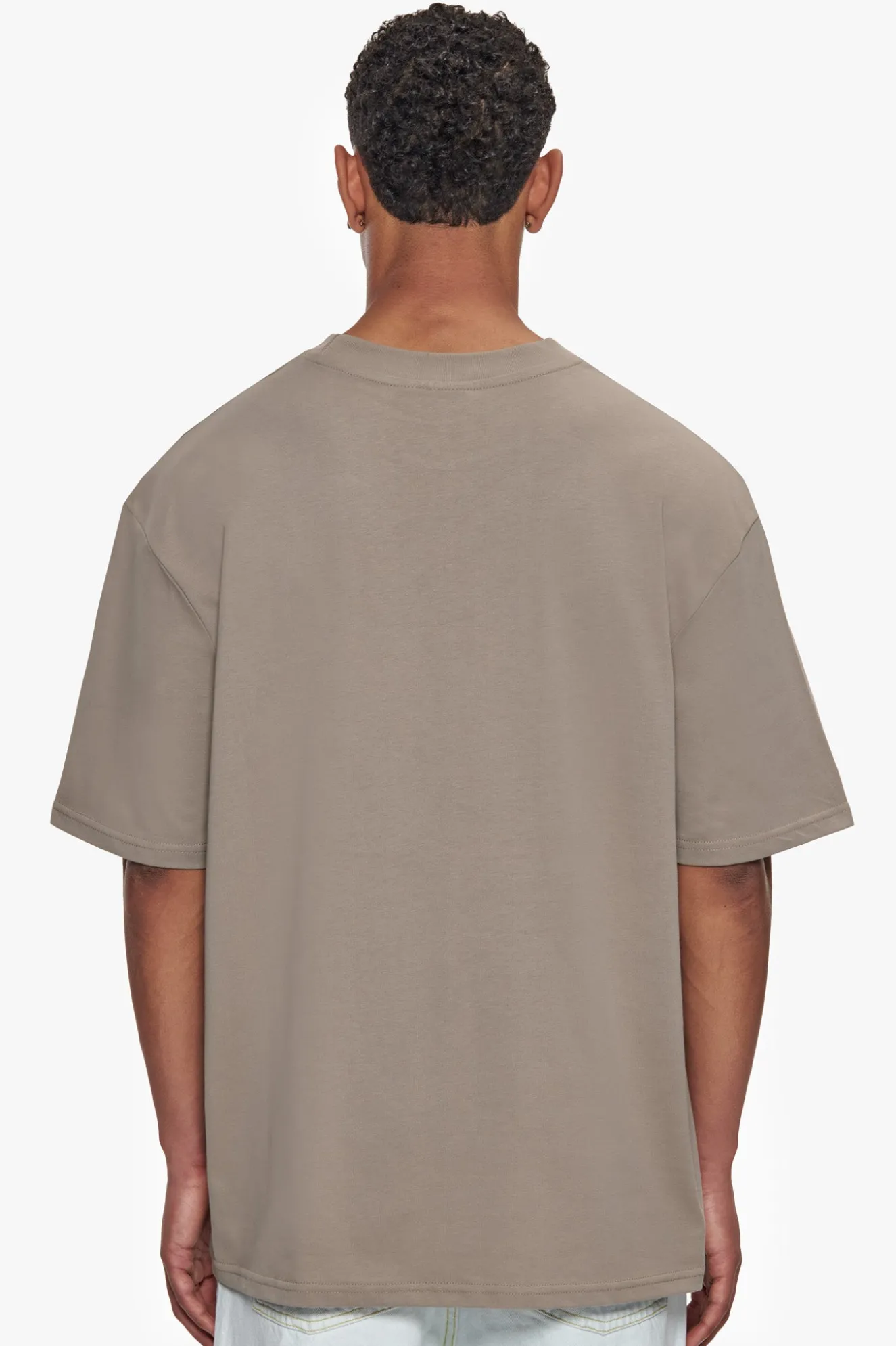 HEAVY OVERSIZE METAL PATCH BASIC T-SHIRT SIMPLY TAUPE