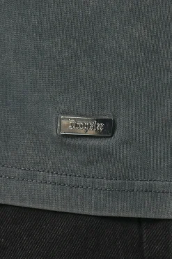 HEAVY OVERSIZE METAL PATCH BASIC T-SHIRT WASHED GREY