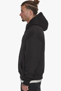 HEAVY OVERSIZE MID HD HOODIE BLACK EMBOSSED