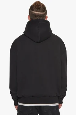 HEAVY OVERSIZE MID HD HOODIE BLACK EMBOSSED