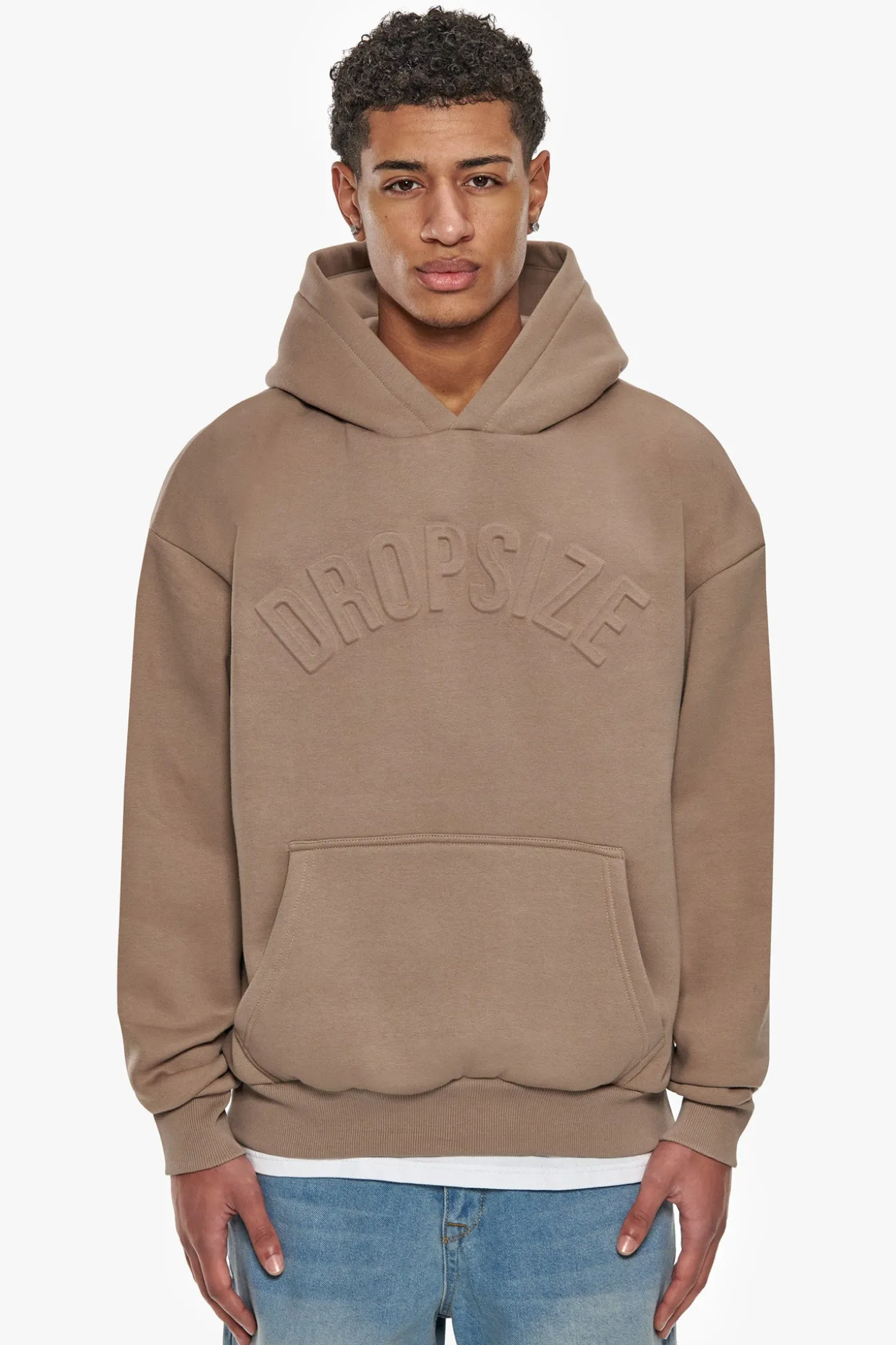HEAVY OVERSIZE MID HD HOODIE SILVER MINK EMBOSSED