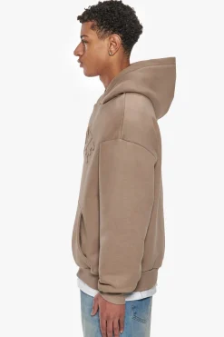 HEAVY OVERSIZE MID HD HOODIE SILVER MINK EMBOSSED