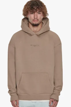 HEAVY OVERSIZE MIDDLE EMBO HOODIE SILVER MINK