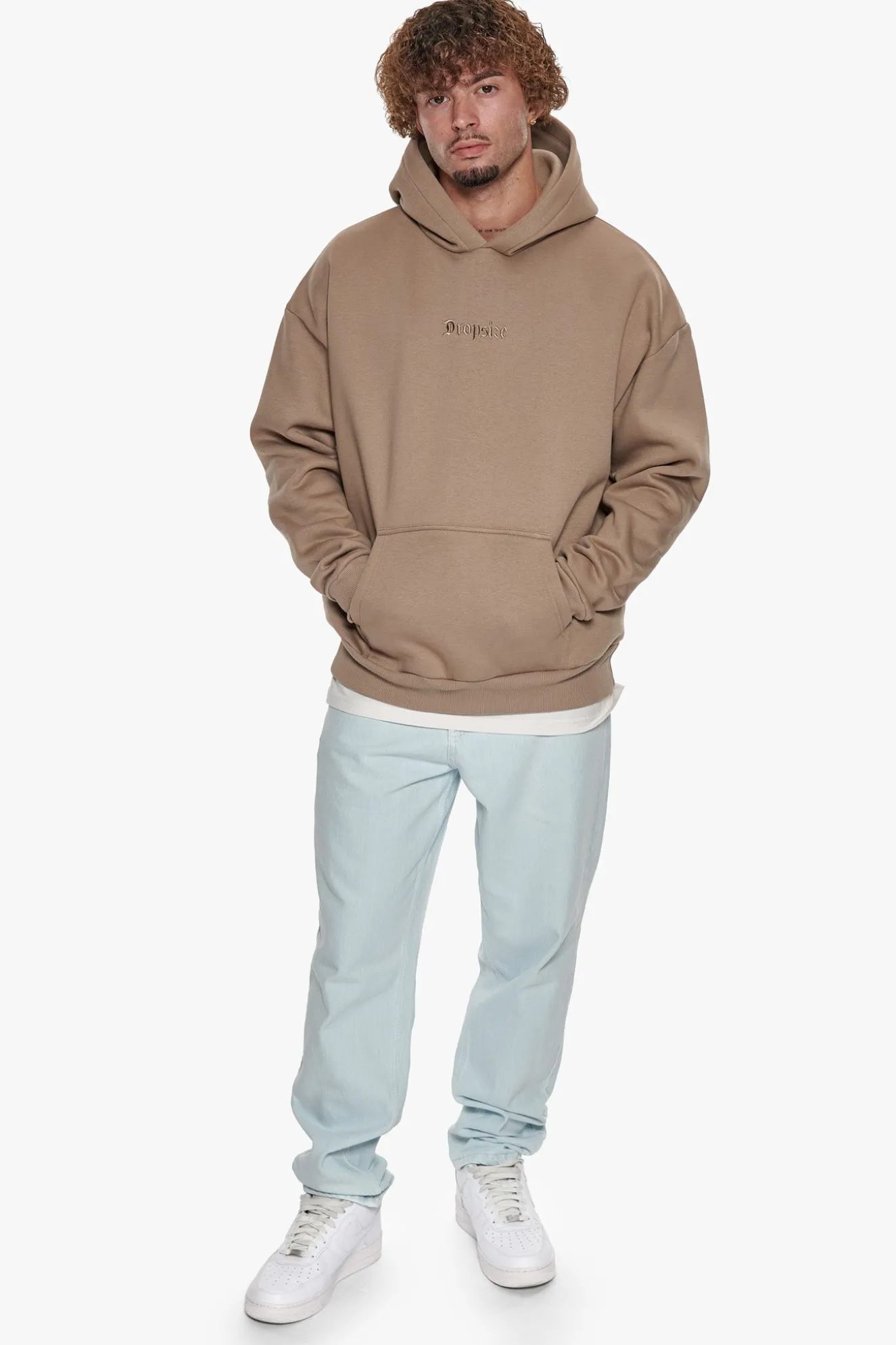 HEAVY OVERSIZE MIDDLE EMBO HOODIE SILVER MINK