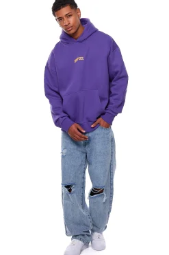 HEAVY OVERSIZE MIDDLE LOGO HOODIE PURPLE