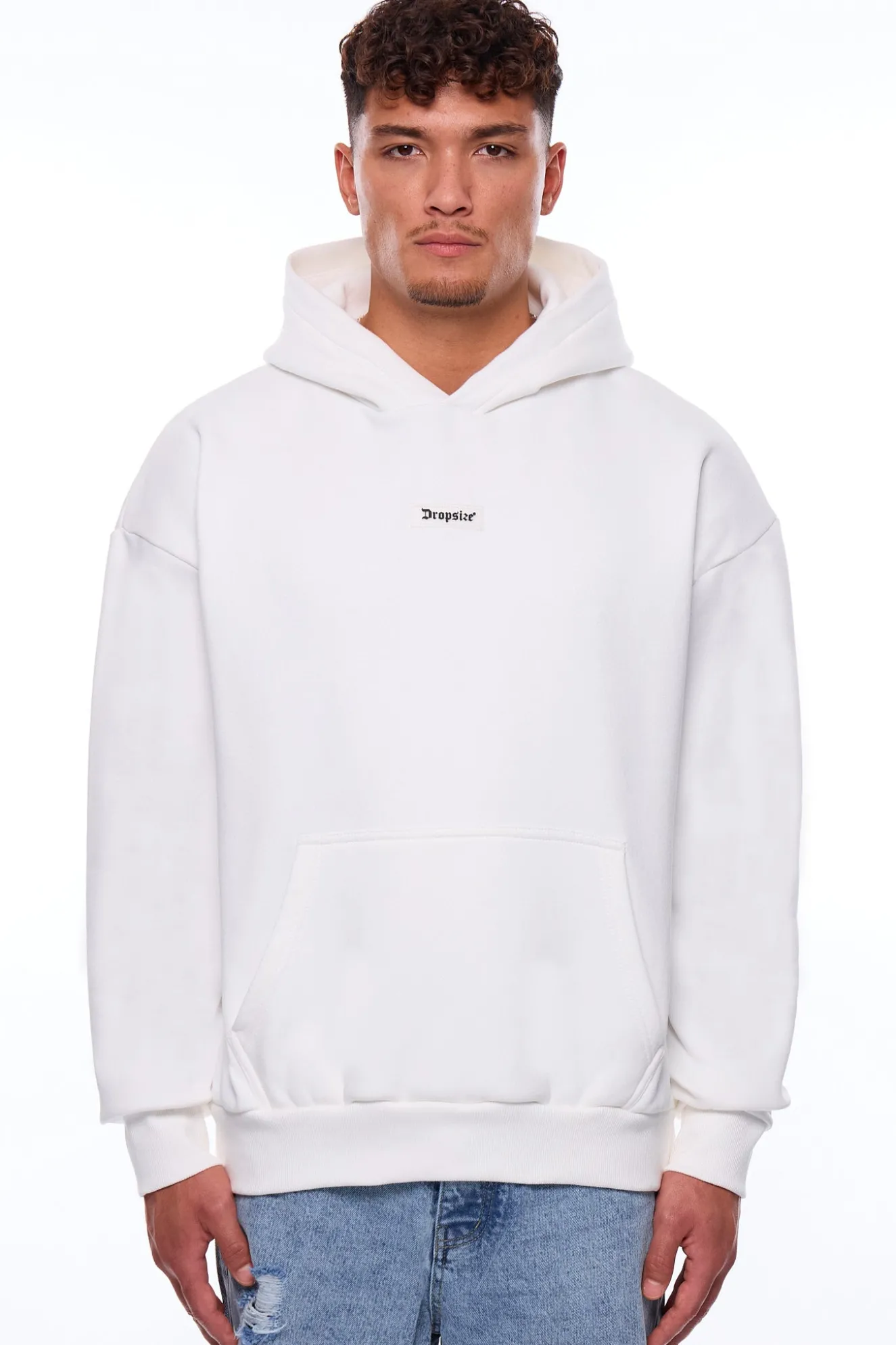 HEAVY OVERSIZE MIDDLE RUBBER PATCH HOODIE CREAM WHITE