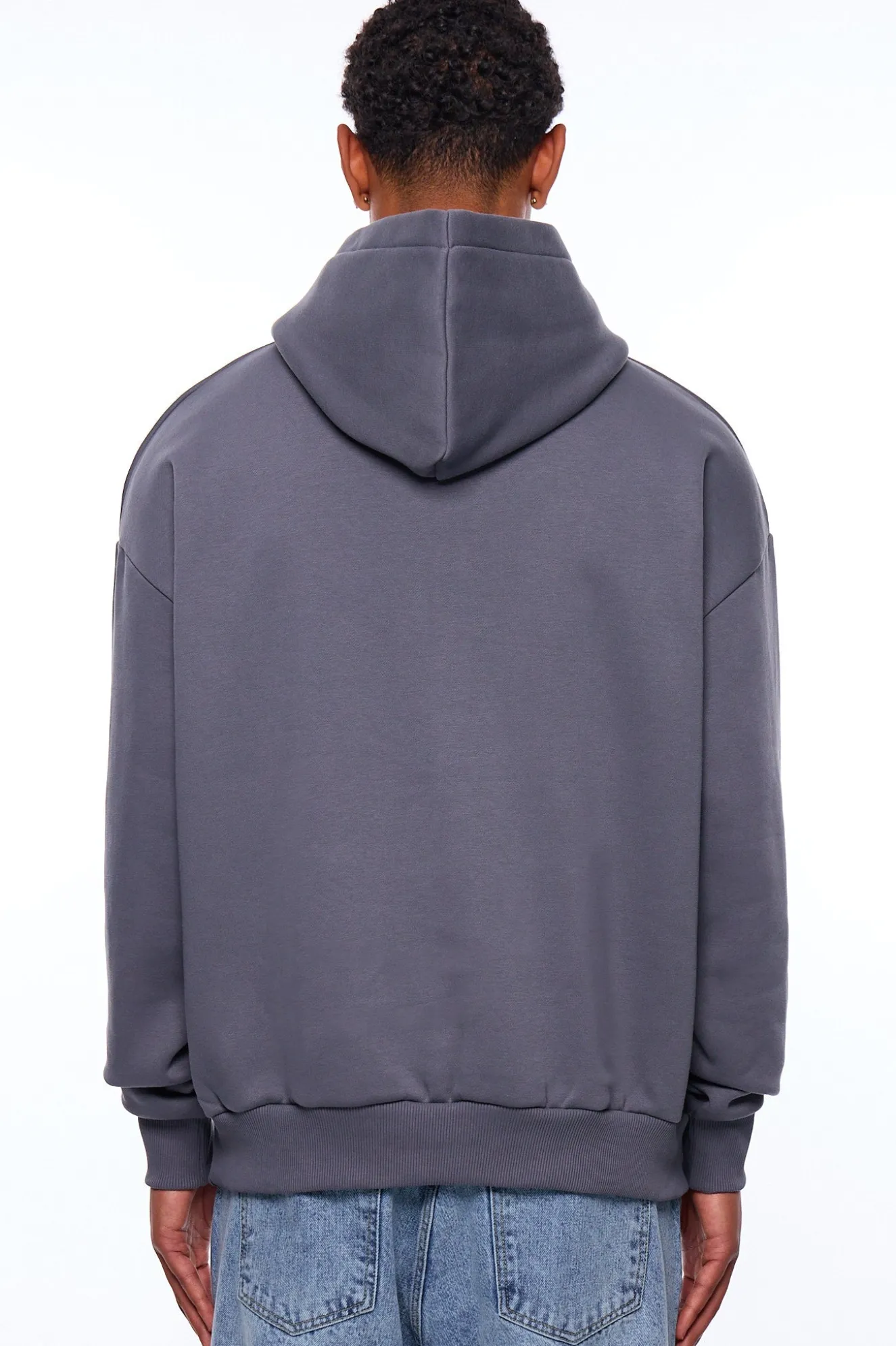 HEAVY OVERSIZE MIDDLE RUBBER PATCH HOODIE STEEL GREY