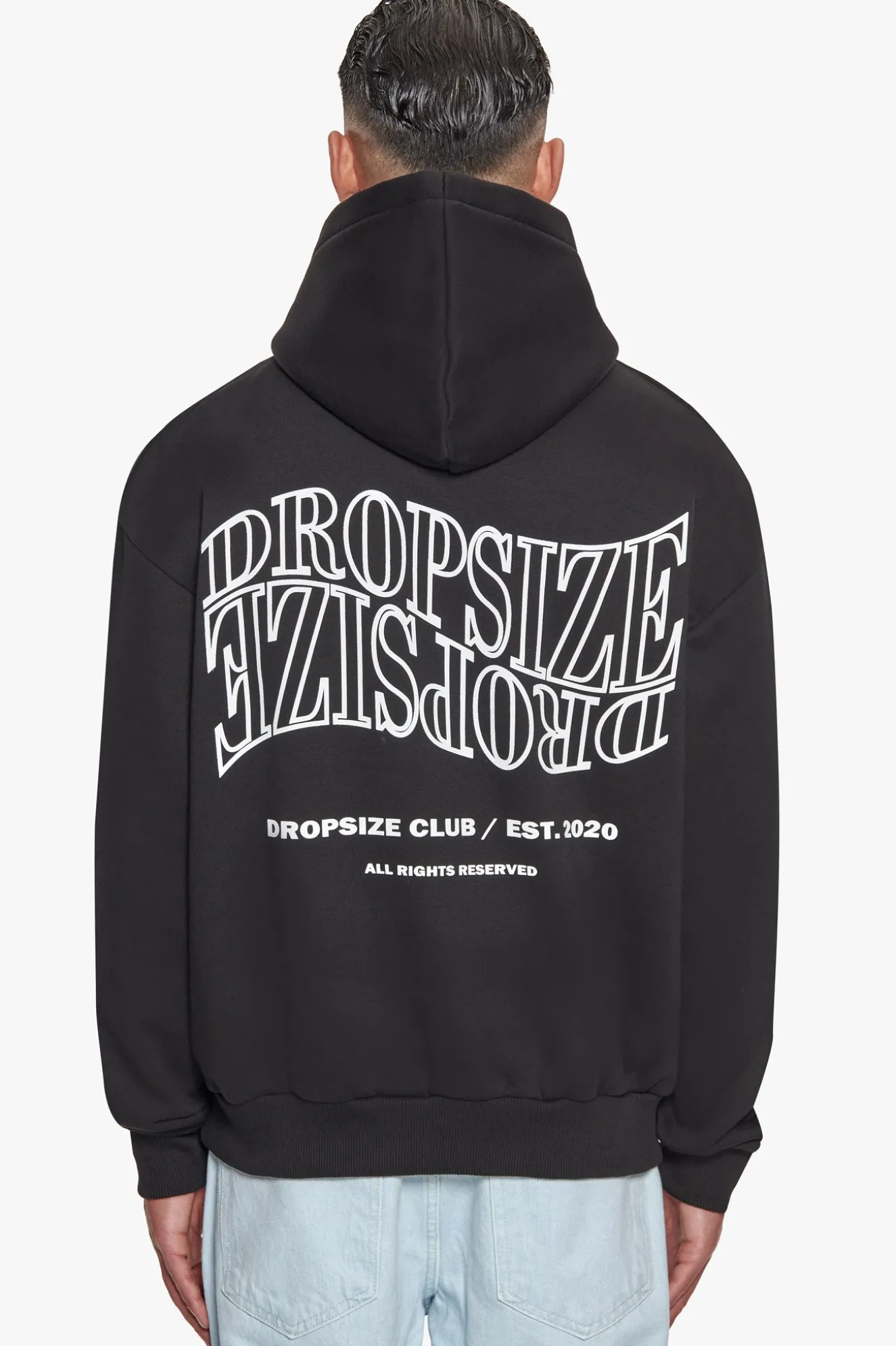 HEAVY OVERSIZE MIRRORED LOGO HOODIE BLACK/WHITE