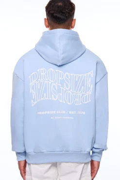 HEAVY OVERSIZE MIRRORED LOGO HOODIE BABY BLUE