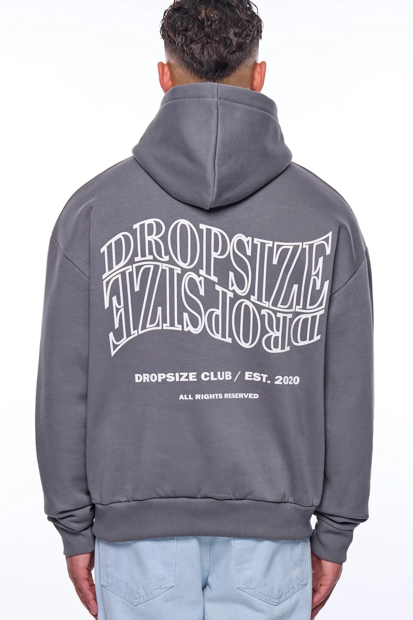 HEAVY OVERSIZE MIRRORED LOGO HOODIE GREY