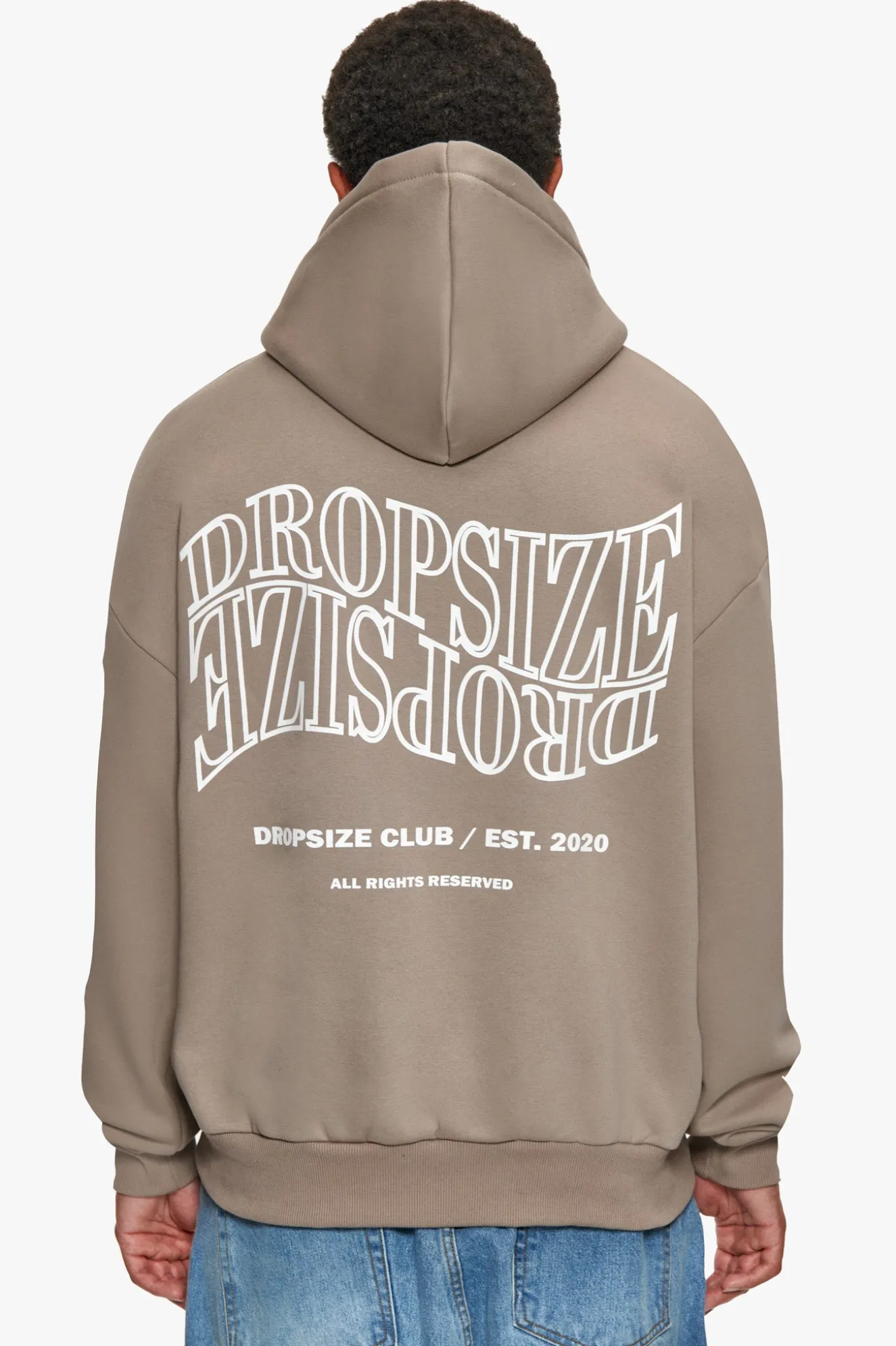 HEAVY OVERSIZE MIRRORED LOGO HOODIE SIMPLY TAUPE