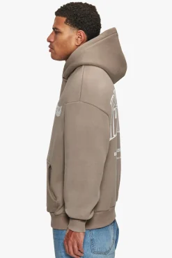 HEAVY OVERSIZE MIRRORED LOGO HOODIE SIMPLY TAUPE