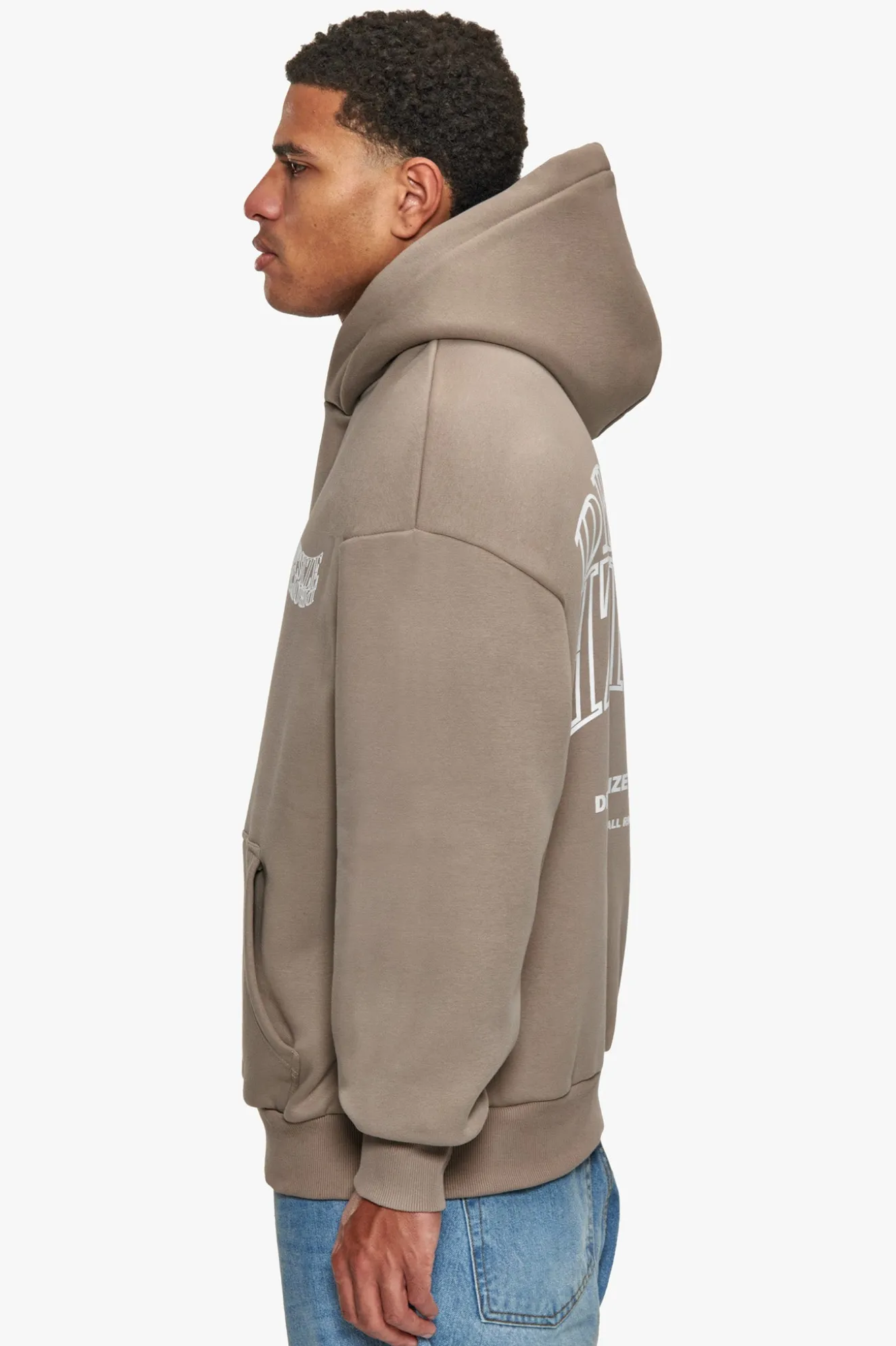 HEAVY OVERSIZE MIRRORED LOGO HOODIE SIMPLY TAUPE