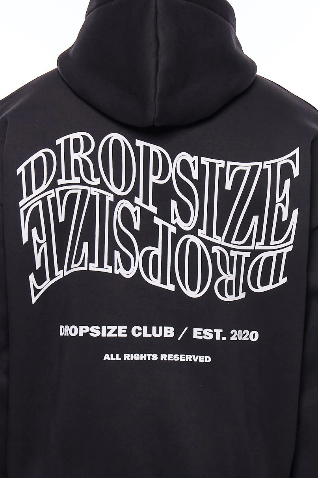HEAVY OVERSIZE MIRRORED LOGO ZIP-HOODIE BLACK