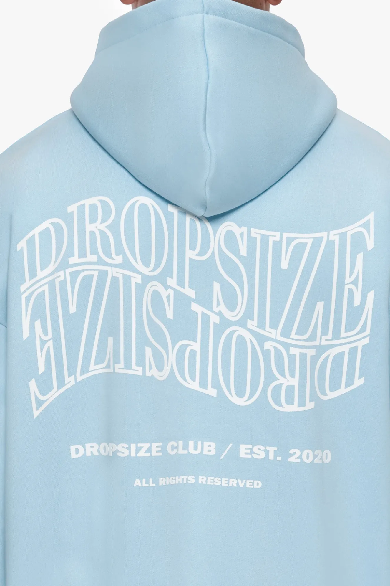 HEAVY OVERSIZE MIRRORED LOGO ZIP-HOODIE BABY BLUE