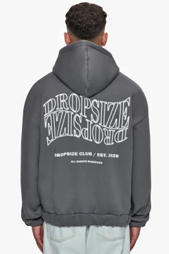 HEAVY OVERSIZE MIRRORED LOGO ZIP-HOODIE GREY