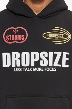 HEAVY OVERSIZE MORE FOCUS HOODIE WASHED BLACK