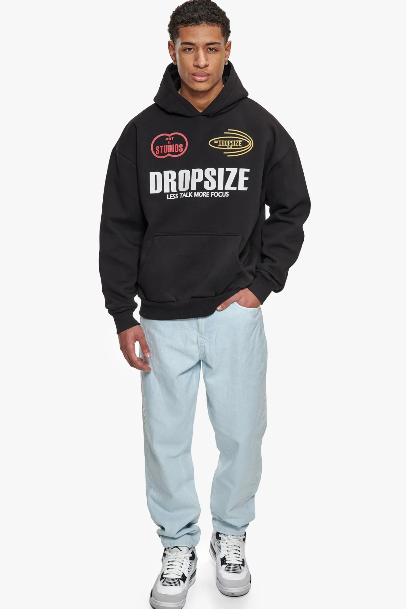 HEAVY OVERSIZE MORE FOCUS HOODIE WASHED BLACK