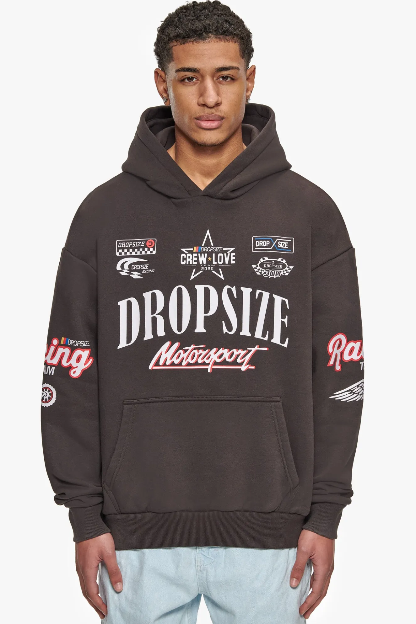 HEAVY OVERSIZE MOTORSPORT HOODIE WASHED BLACK