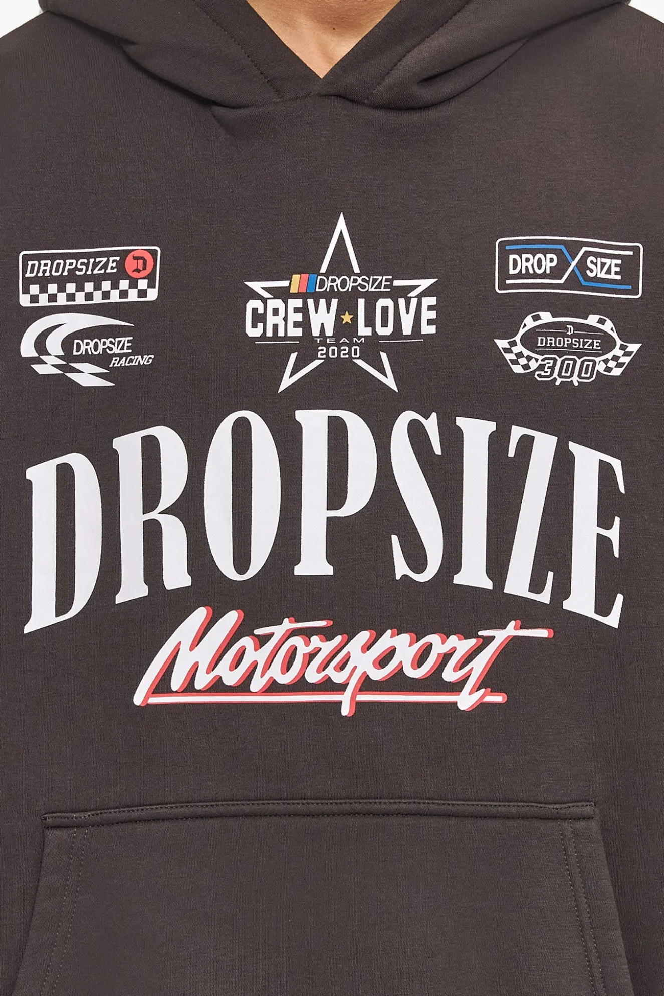 HEAVY OVERSIZE MOTORSPORT HOODIE WASHED BLACK