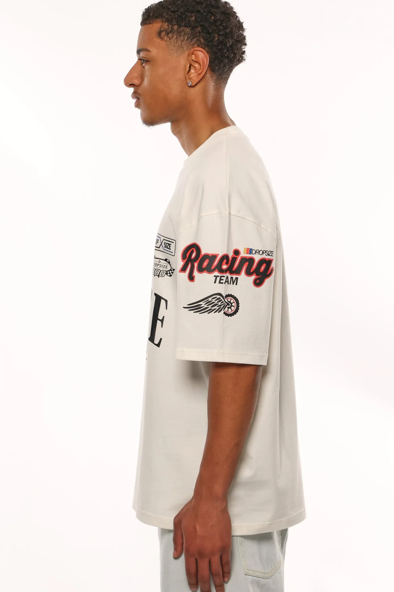HEAVY OVERSIZE MOTORSPORT T-SHIRT CREAM