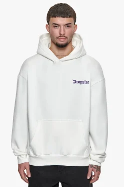 HEAVY OVERSIZE NEVER GIVE UP HOODIE WASHED WHITE