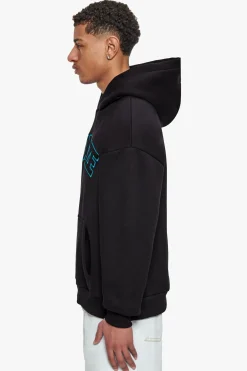 HEAVY OVERSIZE OUTLINE EMBO HOODIE BLACK