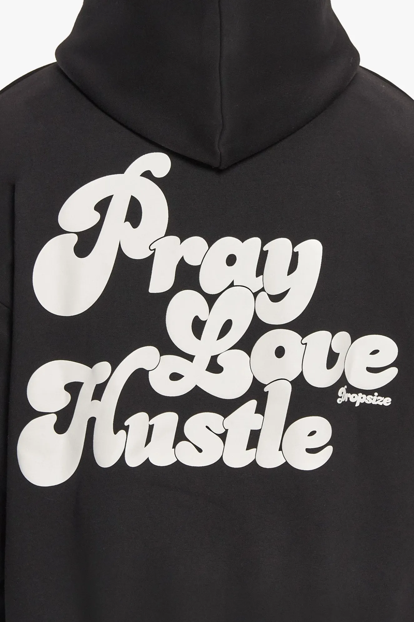 HEAVY OVERSIZE PRAY LOVE HUSTLE HOODIE BLACK