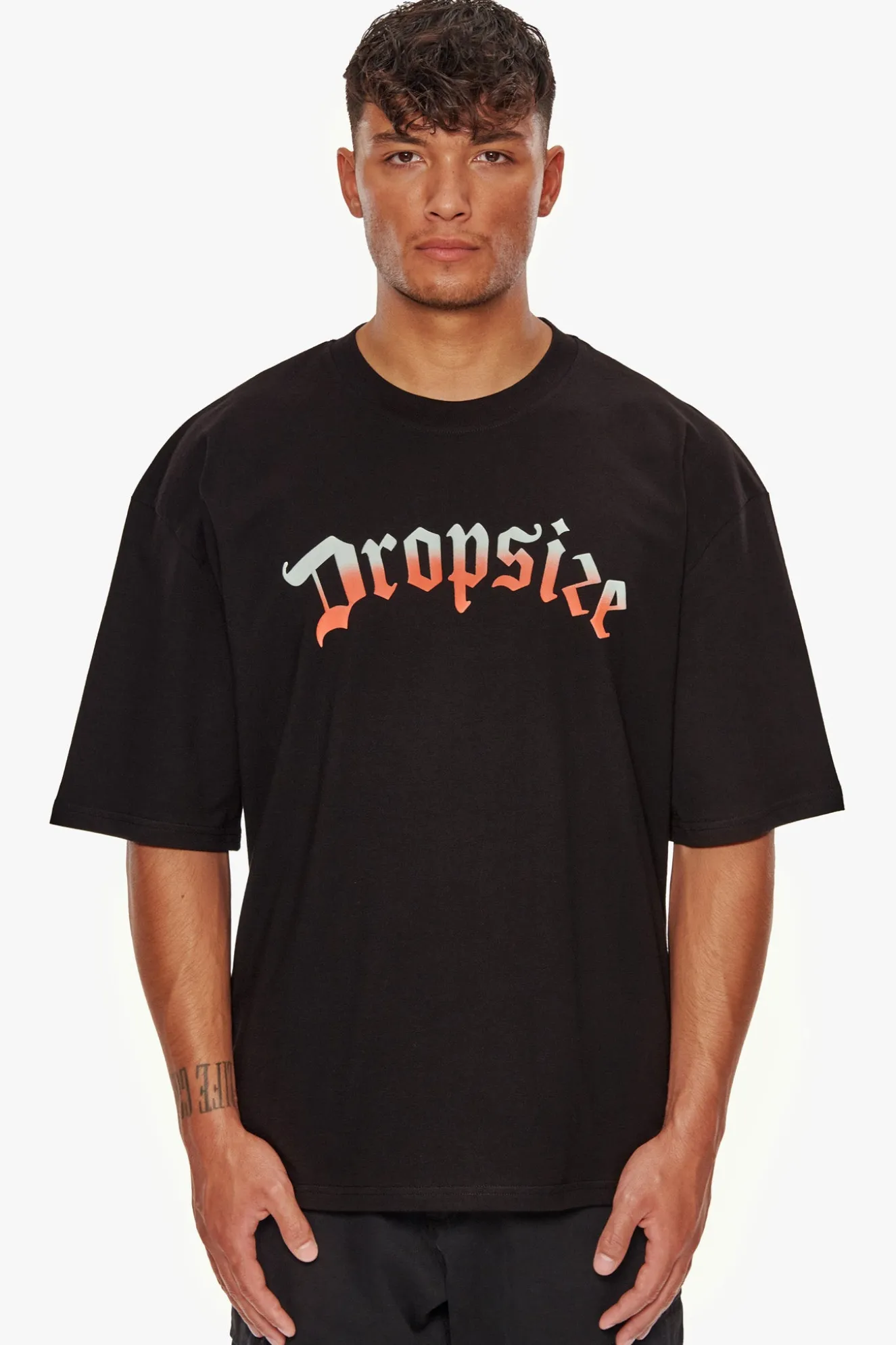 HEAVY OVERSIZE RAINBOW T-SHIRT BLACK
