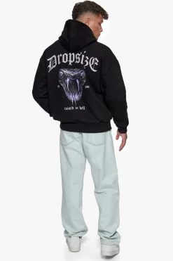 HEAVY OVERSIZE RAISED IN HELL HOODIE BLACK