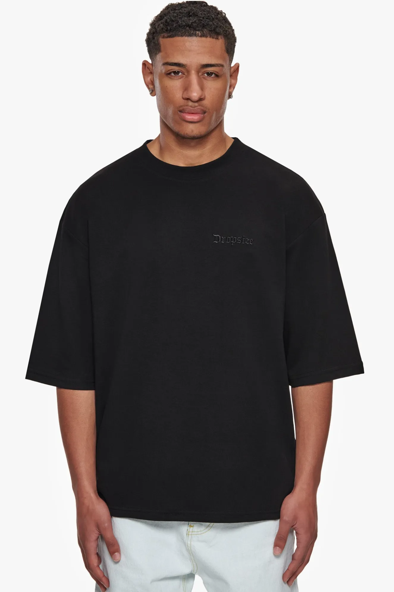 HEAVY OVERSIZE SILK EMBO T-SHIRT BLACK