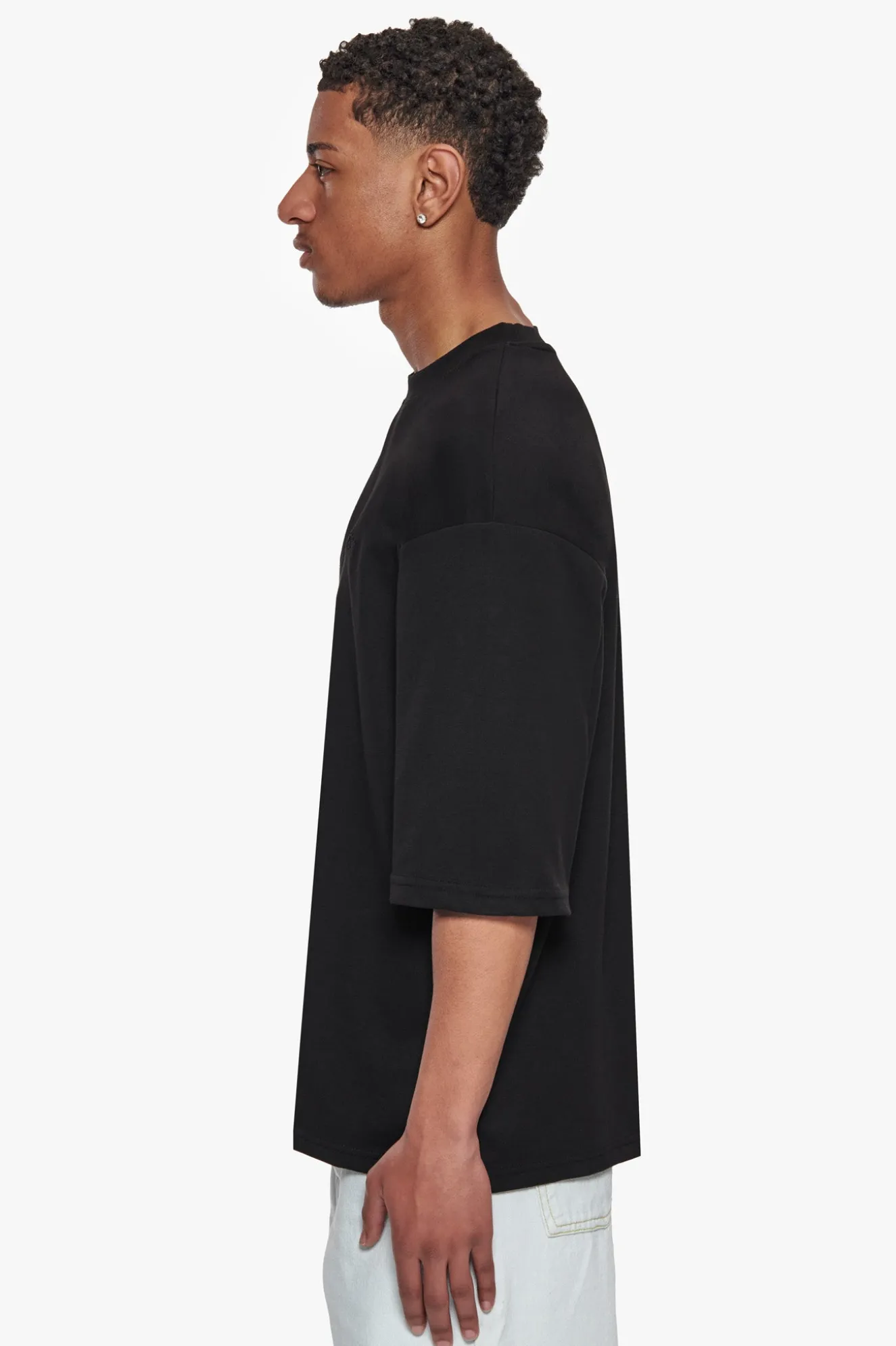 HEAVY OVERSIZE SILK EMBO T-SHIRT BLACK