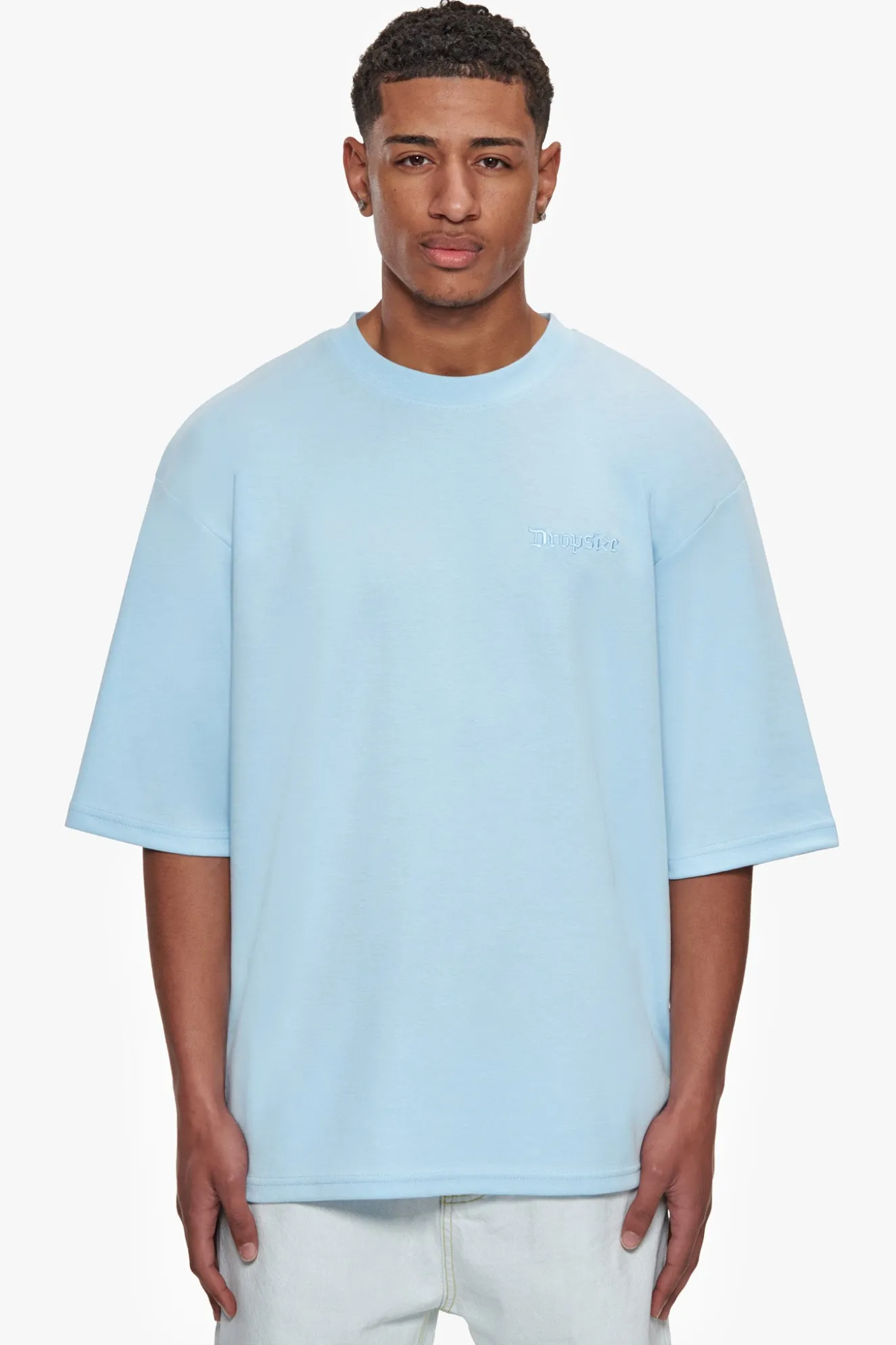 HEAVY OVERSIZE SILK EMBO T-SHIRT BABY BLUE