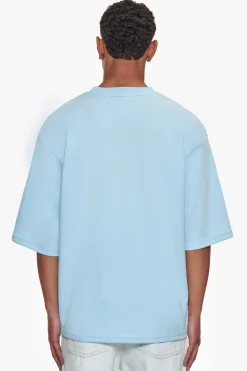HEAVY OVERSIZE SILK EMBO T-SHIRT BABY BLUE